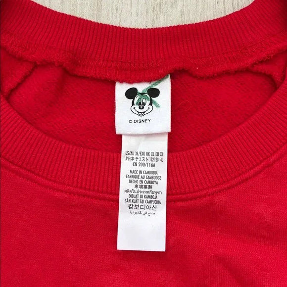 NWT Disney Red Crewneck Sweater with Mickey Mouse Disneyland L or XL - Picture 5 of 6